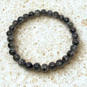 Black Labradorite Lavrikite Stone Beaded Bracelet - 6mm Crystal Unisex Jewelry